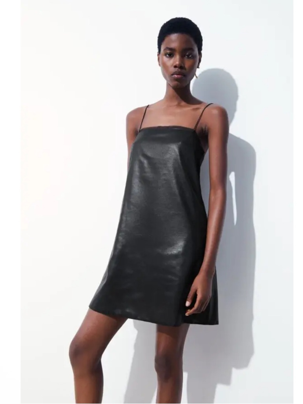 COS  Atelier Square-Neck Voile Mini Dress Black Size 14 New With Tags
